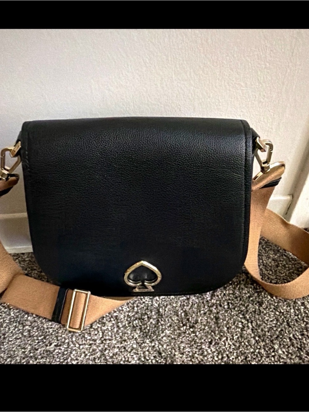 kate spade Black Crossbody with Tan Adjustable Strap